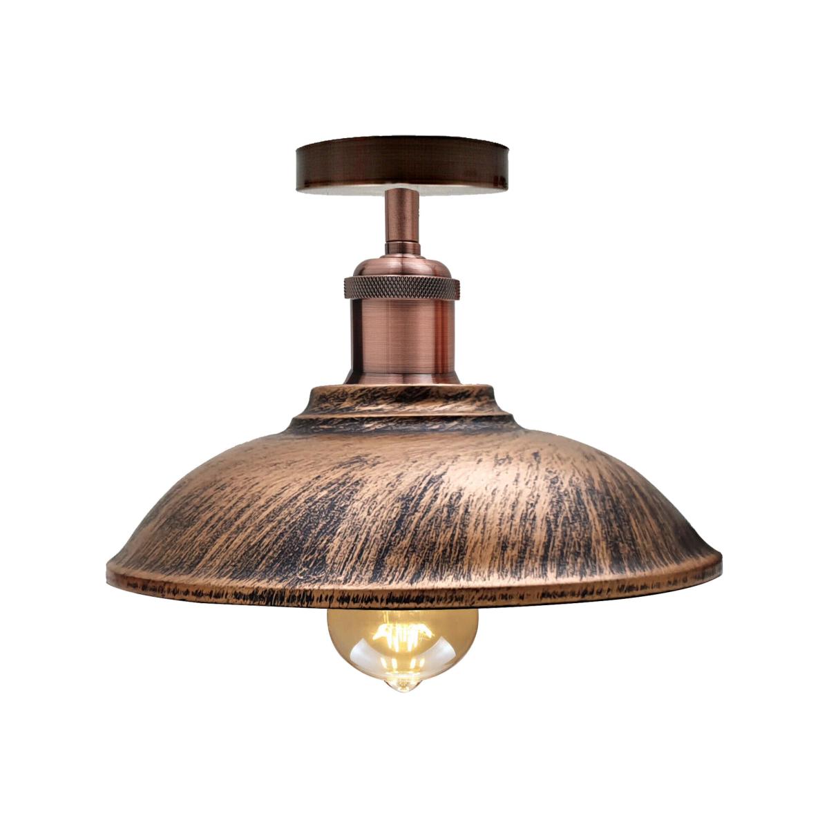 Retro Metal Lampshade Set with Bulb - Copper