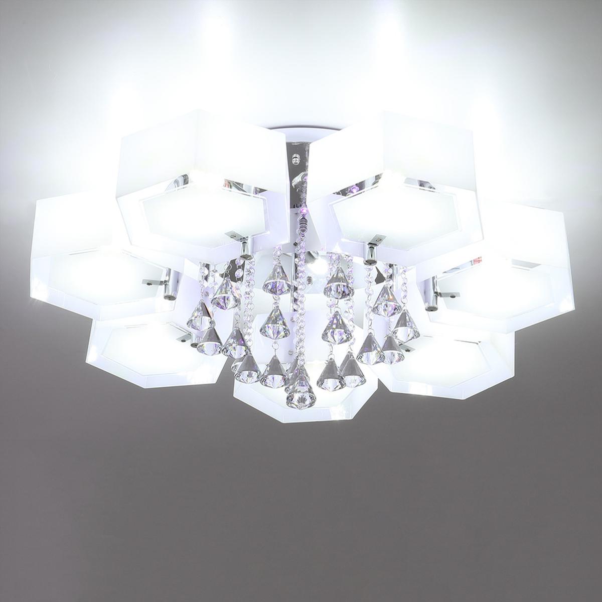 Hexagonal LED Semi Flush Ceiling Light - White / 90cm / 40cm – image 2