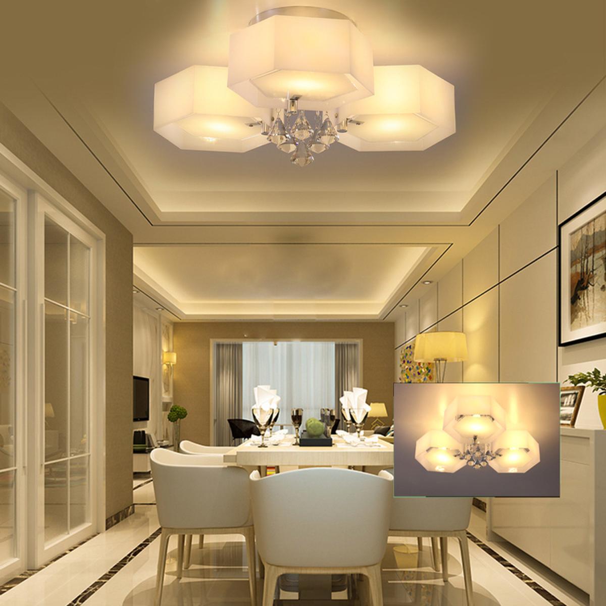 Hexagonal LED Semi Flush Ceiling Light - White / 90cm / 40cm – image 11