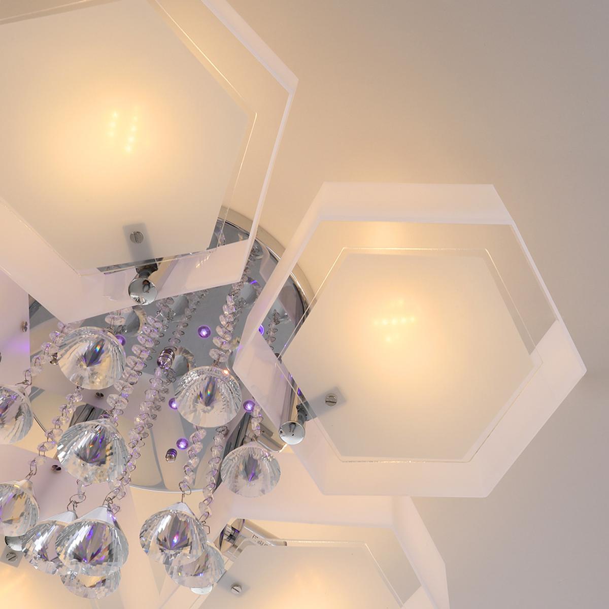 Hexagonal LED Semi Flush Ceiling Light - White / 90cm / 40cm – image 14