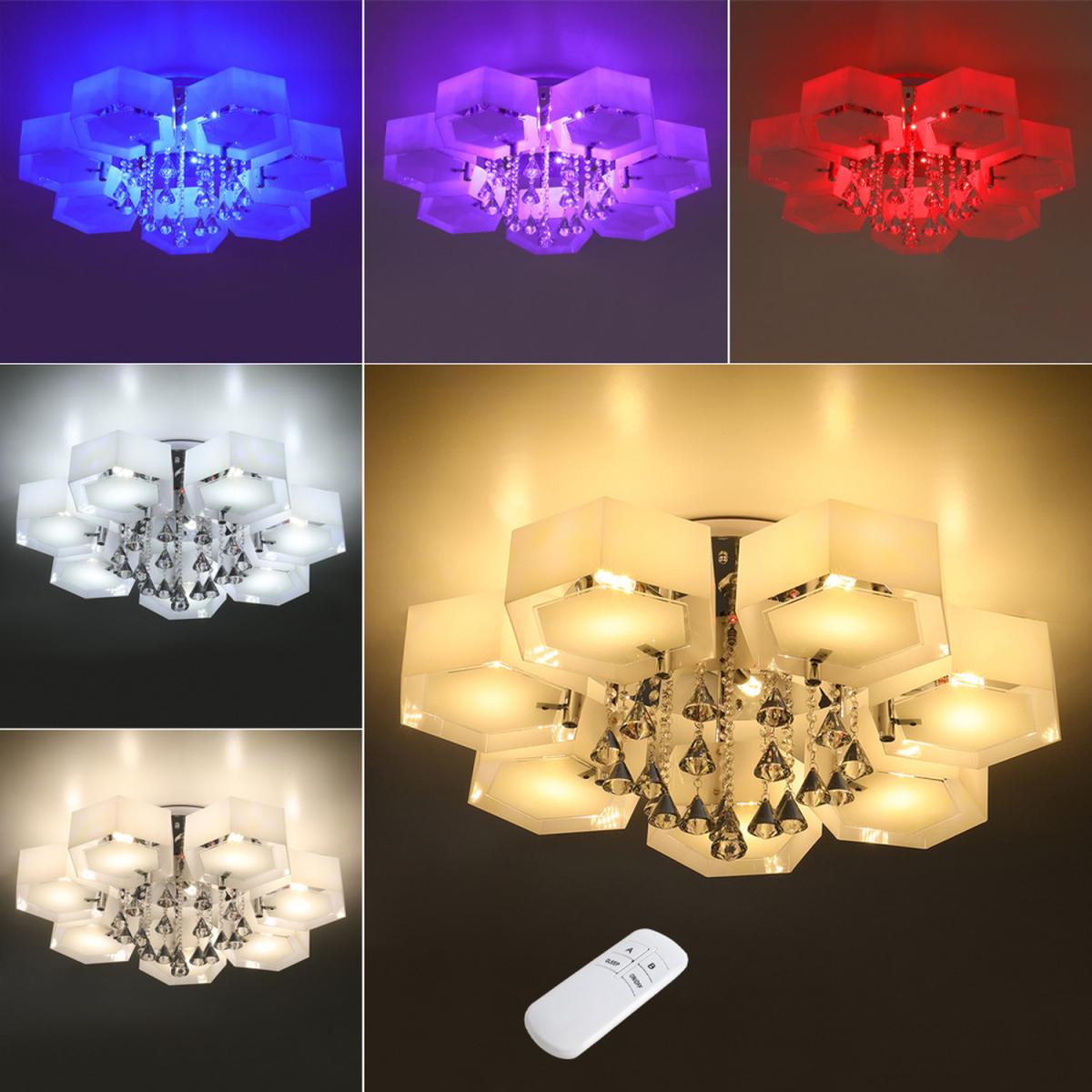 Hexagonal LED Semi Flush Ceiling Light - White / 90cm / 40cm – image 4