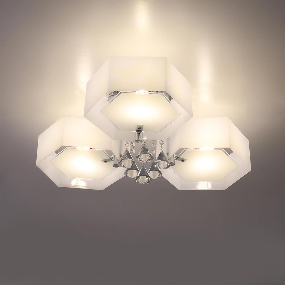 Hexagonal LED Semi Flush Ceiling Light - White / 90cm / 40cm – image 6