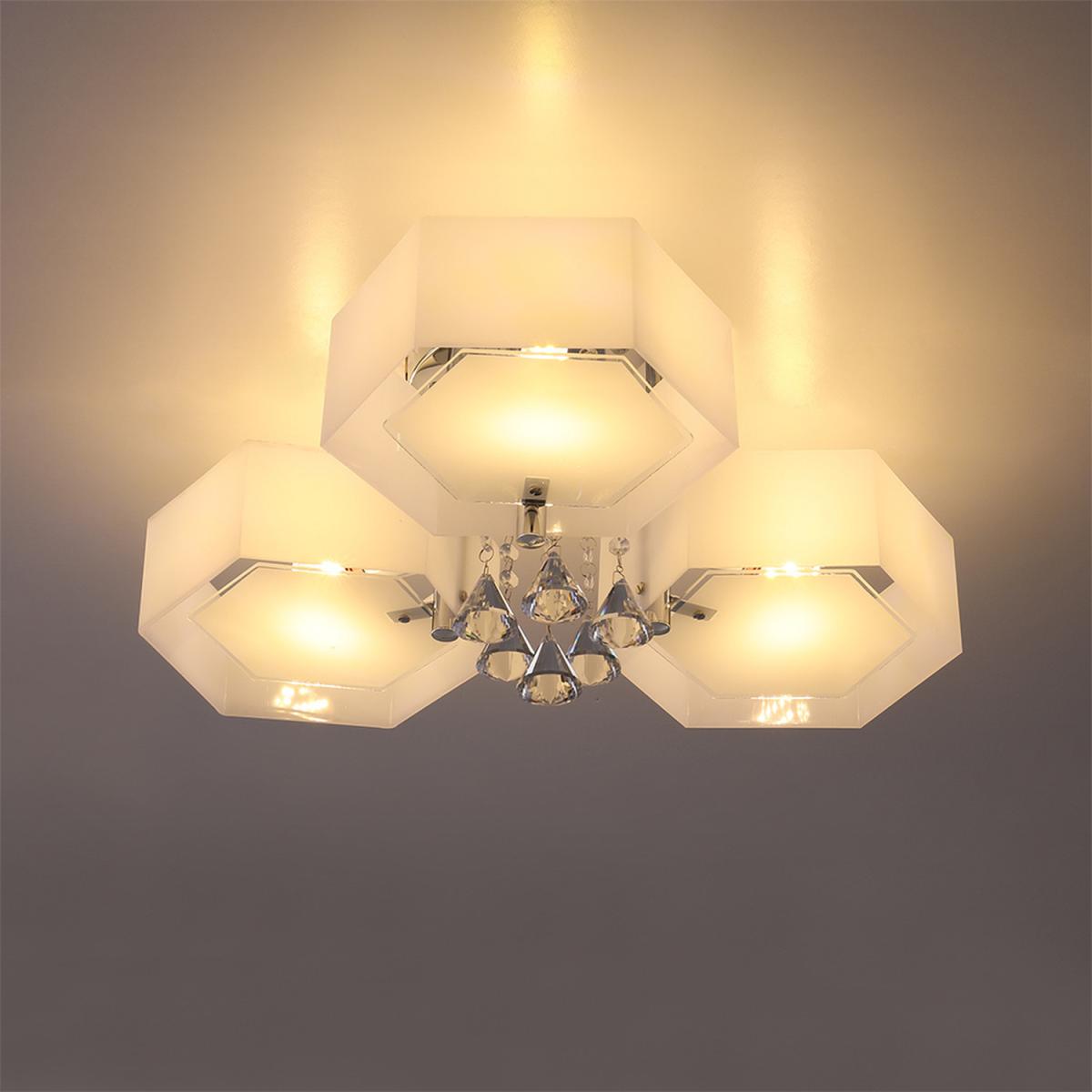 Hexagonal LED Semi Flush Ceiling Light - White / 90cm / 40cm – image 9