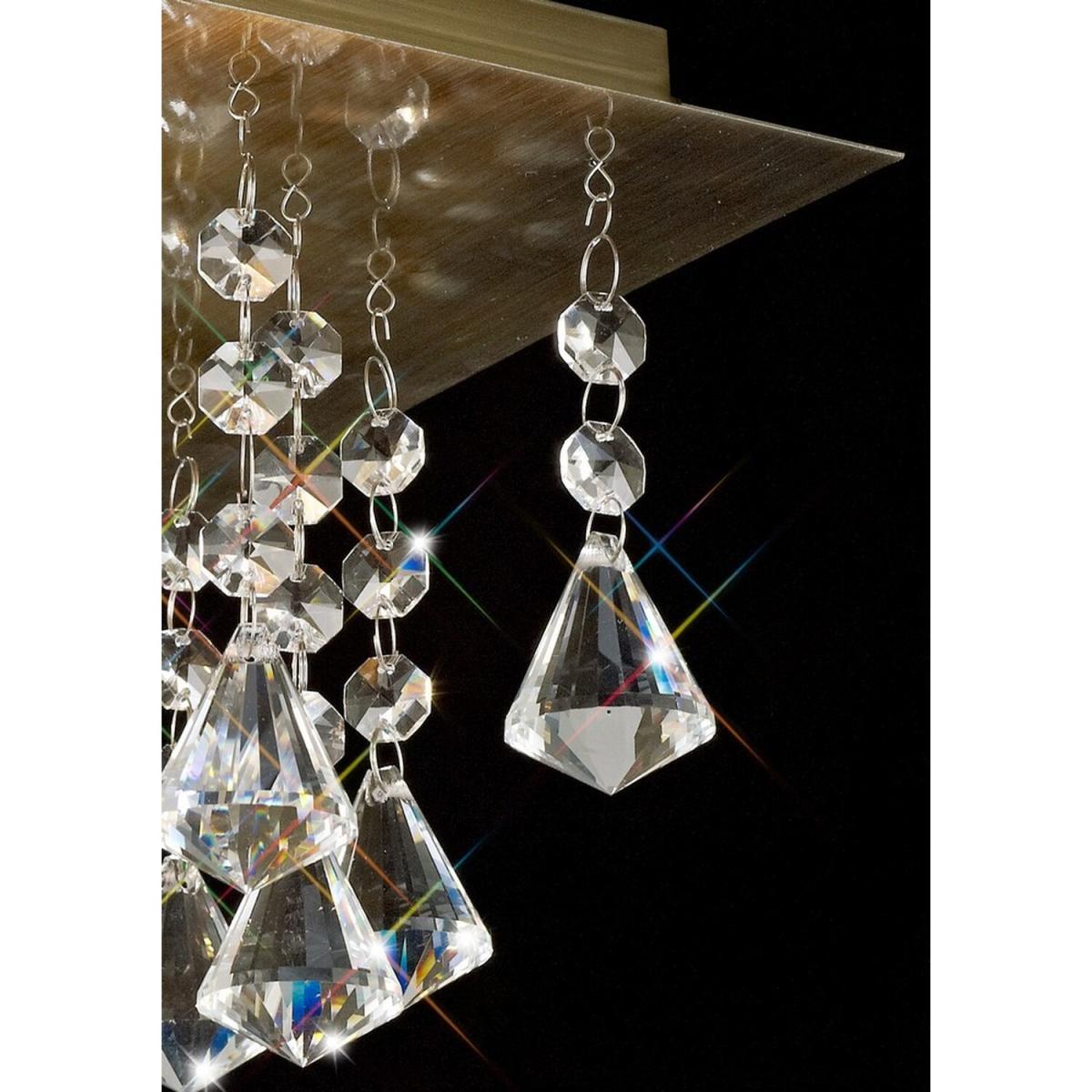 Acton Flush Ceiling 4 Light E14, 380mm Square, Antique Brass, Prism Crystal - Antique Brass – image 6