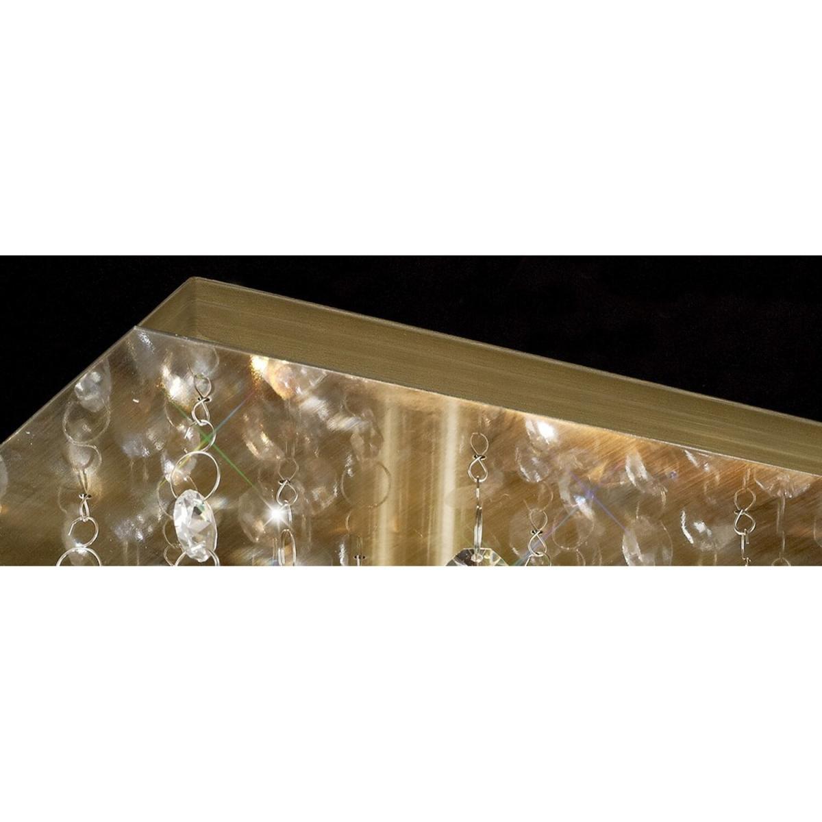 Acton Flush Ceiling 4 Light E14, 380mm Square, Antique Brass, Prism Crystal - Antique Brass – image 7