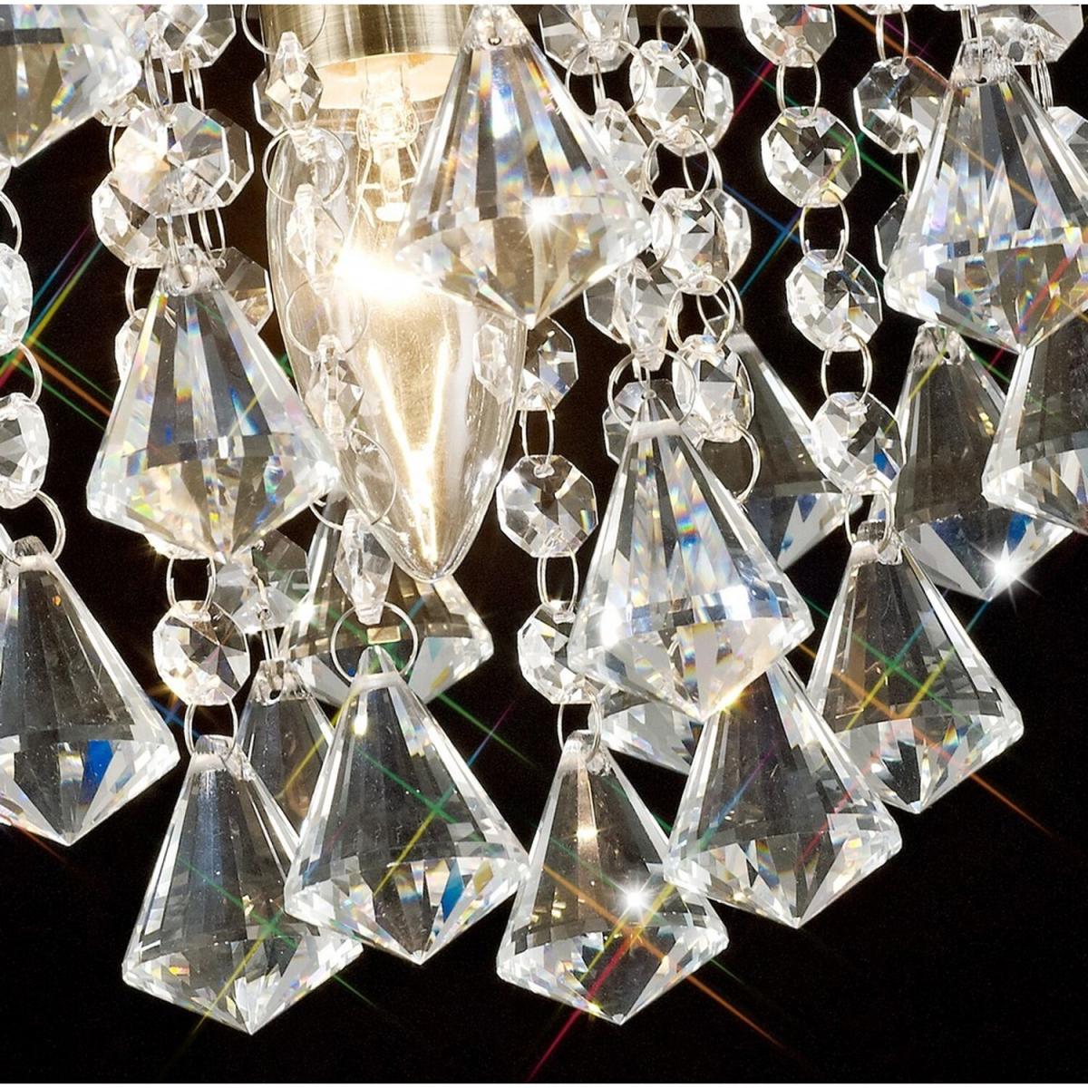 Acton Flush Ceiling 4 Light E14, 380mm Square, Antique Brass, Prism Crystal - Antique Brass – image 8