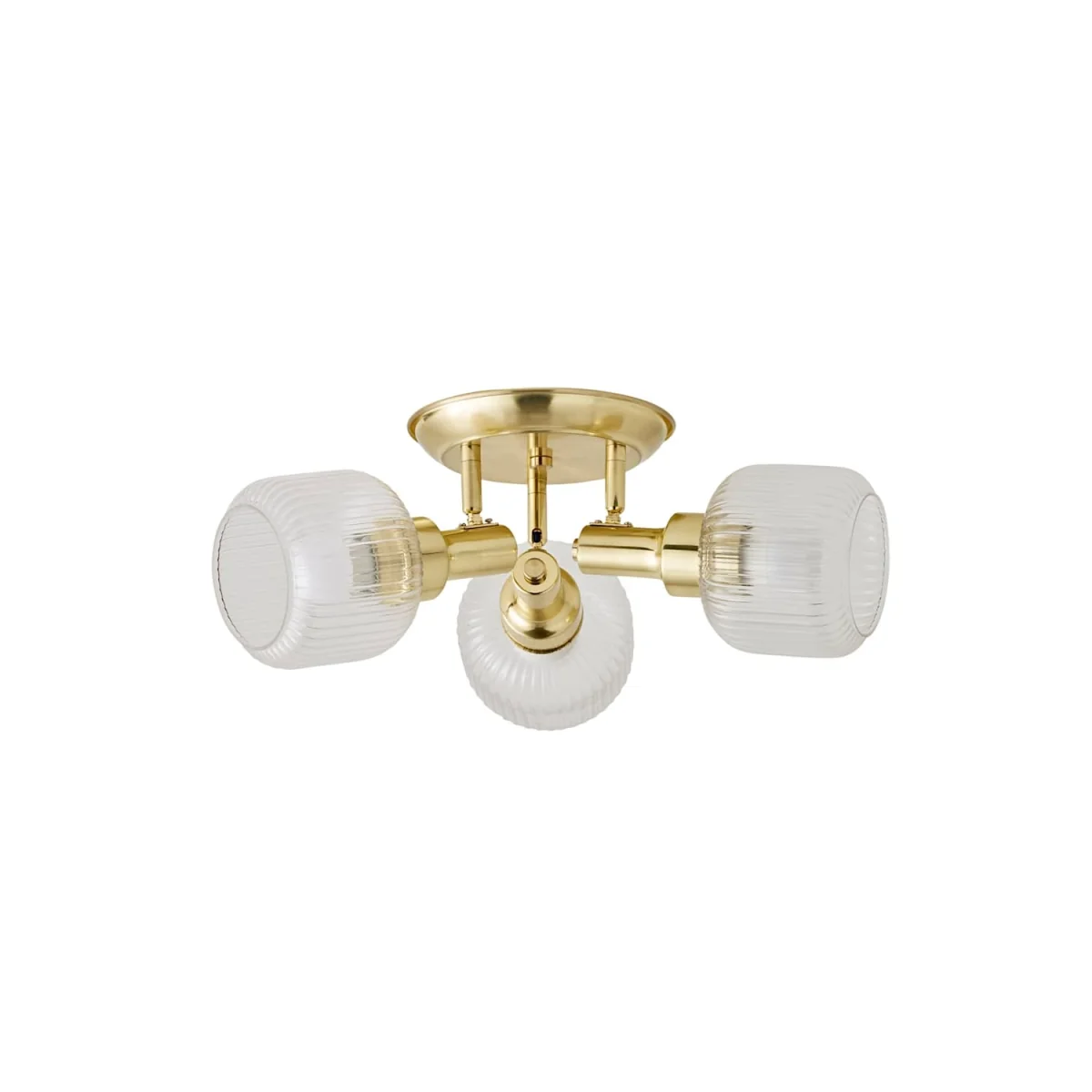 Calpe 3 Way Adjustable Ceiling Spotlight with Ribbed Clear Shades - Brushed Gold / 0.03kg / 0 – image 2