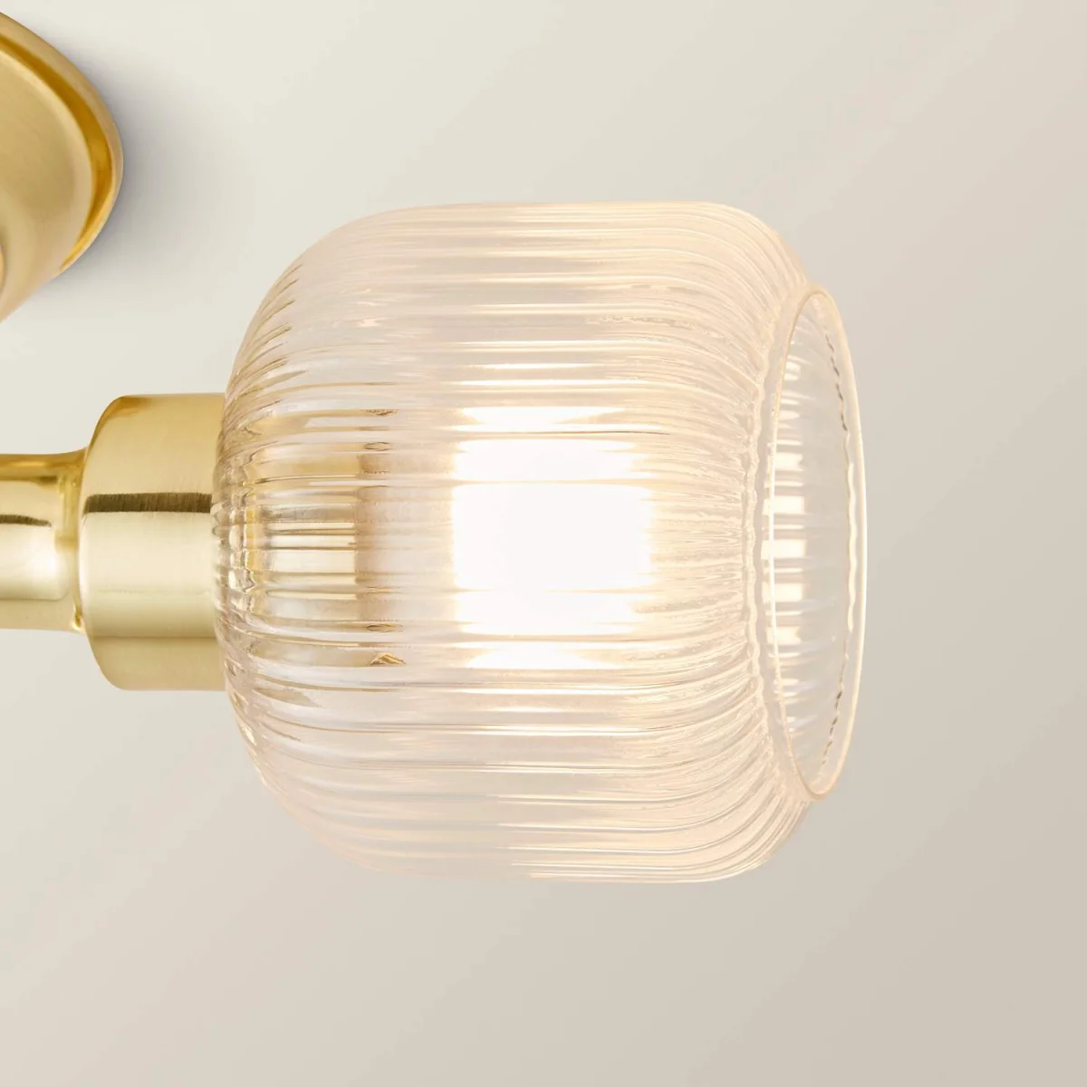 Calpe 3 Way Adjustable Ceiling Spotlight with Ribbed Clear Shades - Brushed Gold / 0.03kg / 0 – image 5