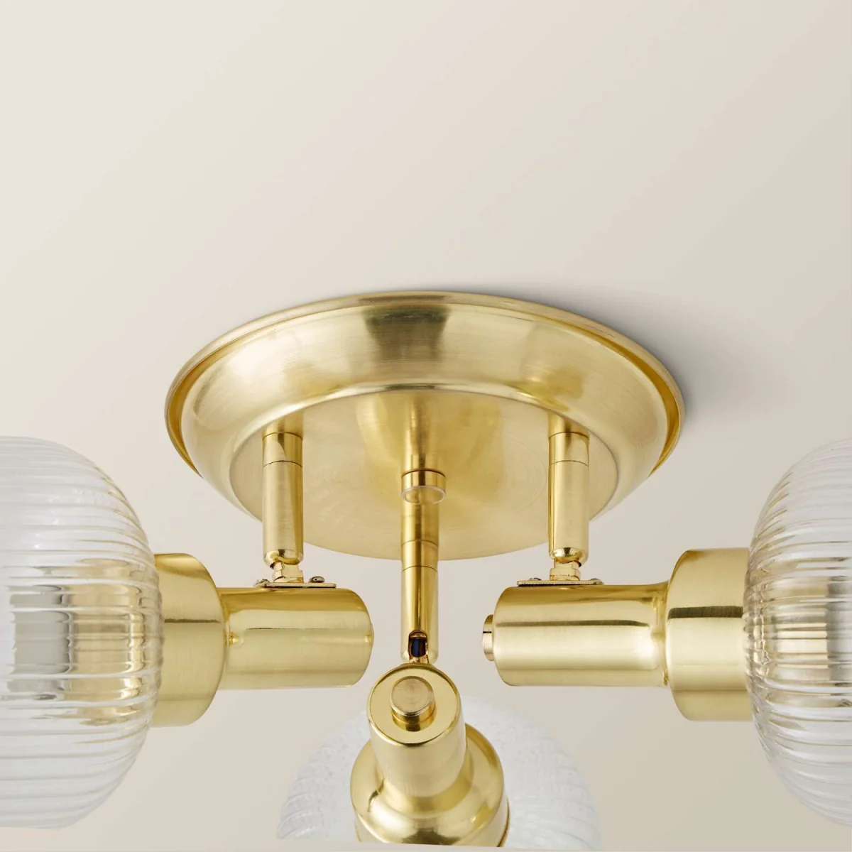 Calpe 3 Way Adjustable Ceiling Spotlight with Ribbed Clear Shades - Brushed Gold / 0.03kg / 0 – image 6