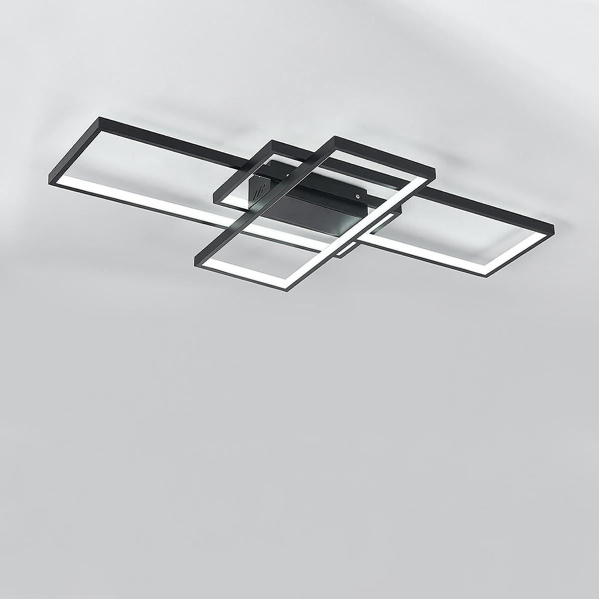 Rectangular LED Semi Flush Ceiling Light - Black / Cool White – image 2