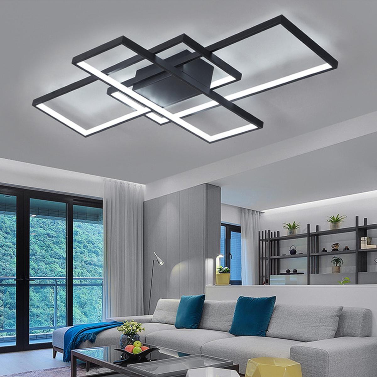 Rectangular LED Semi Flush Ceiling Light - Black / Cool White – image 3
