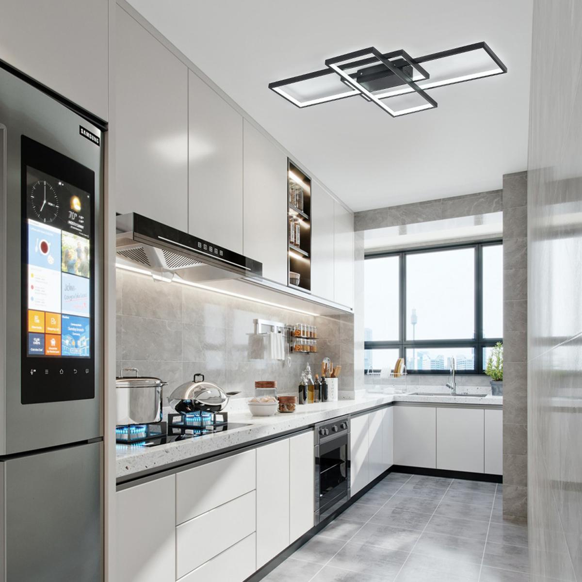 Rectangular LED Semi Flush Ceiling Light - Black / Cool White – image 4