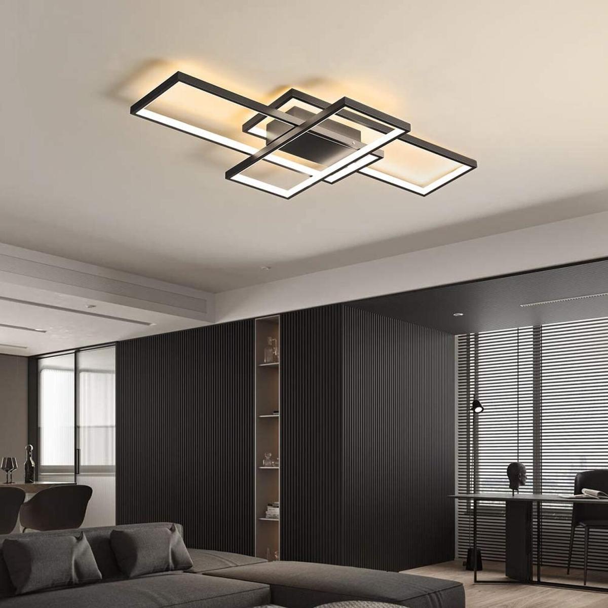 Rectangular LED Semi Flush Ceiling Light - Black / Cool White – image 5