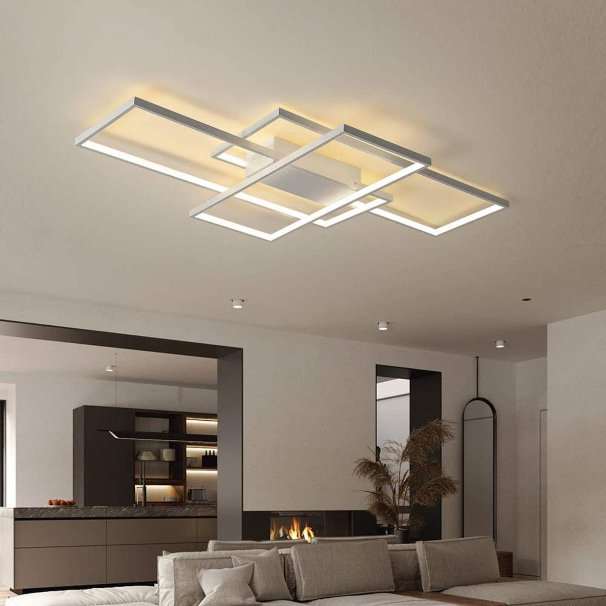 Rectangular LED Semi Flush Ceiling Light - Black / Cool White – image 7