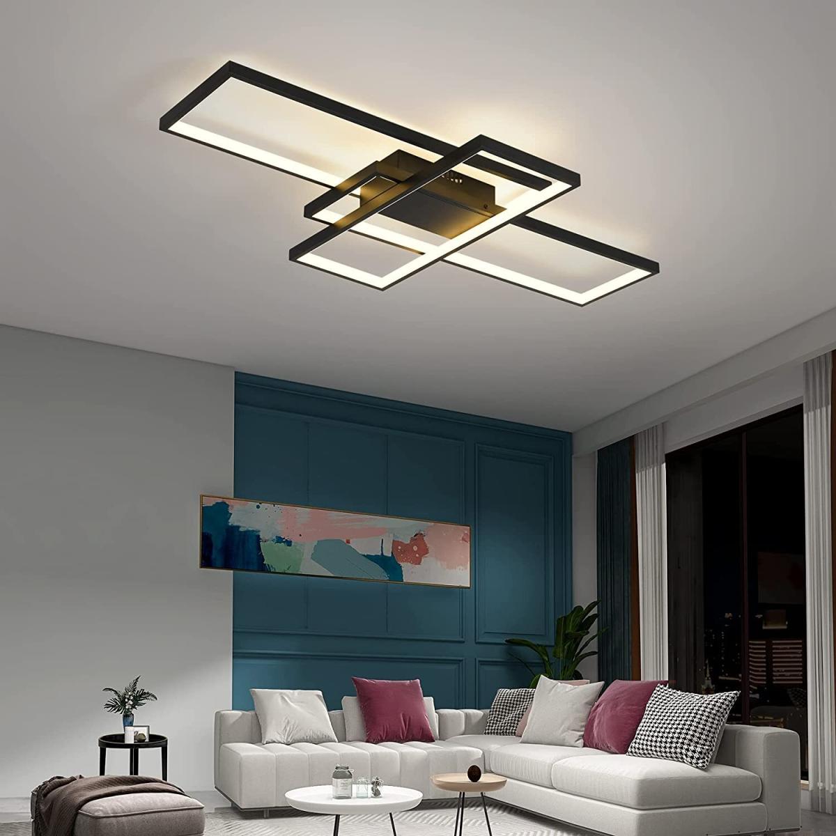 Rectangular LED Semi Flush Ceiling Light - Black / Cool White – image 9
