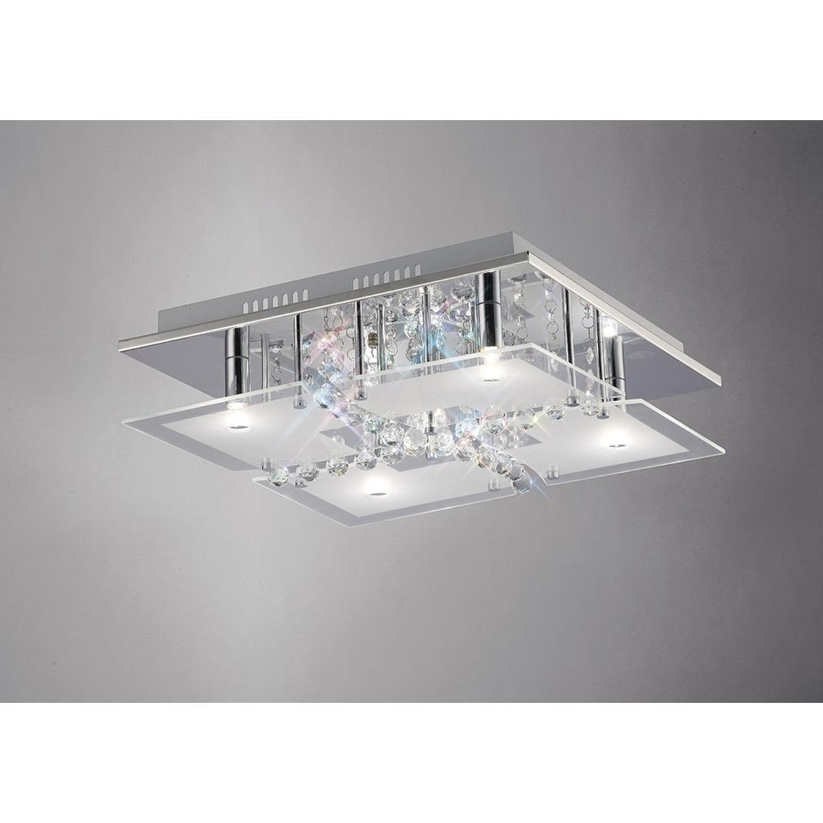 Chisora Flush Ceiling 5 Light Polished Chrome, Glass, Crystal - Polished Chrome – image 2