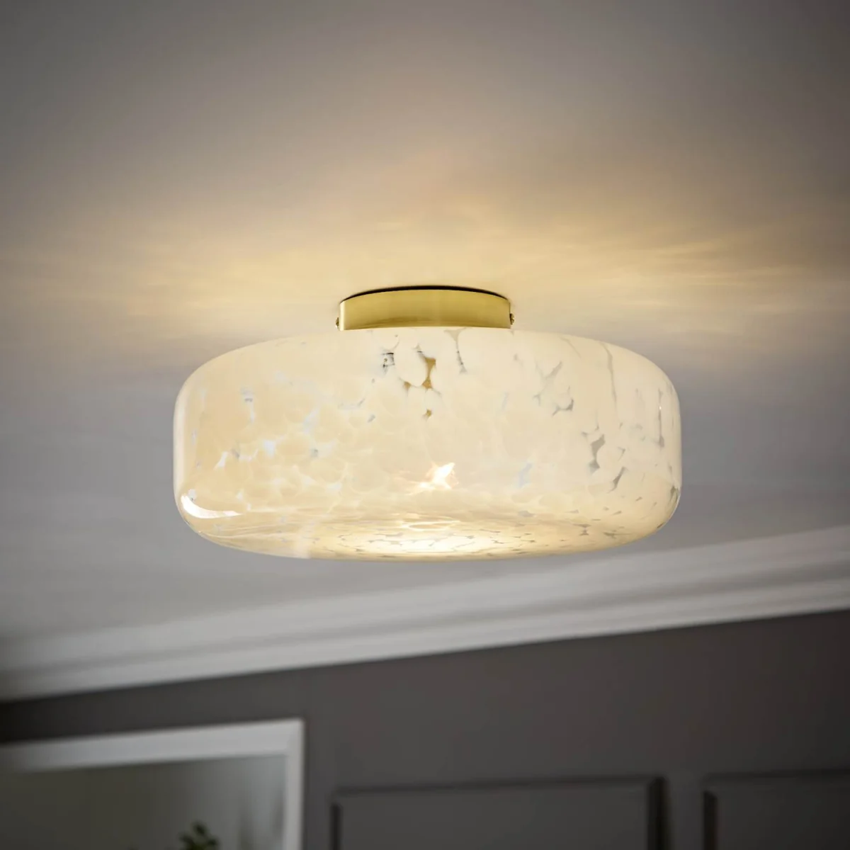 India Large White Confetti Glass Flush Ceiling Light - White / 1 – image 2