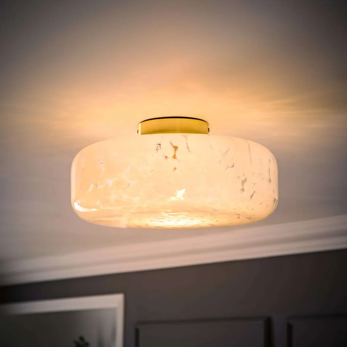 India Large White Confetti Glass Flush Ceiling Light - White / 1 – image 3