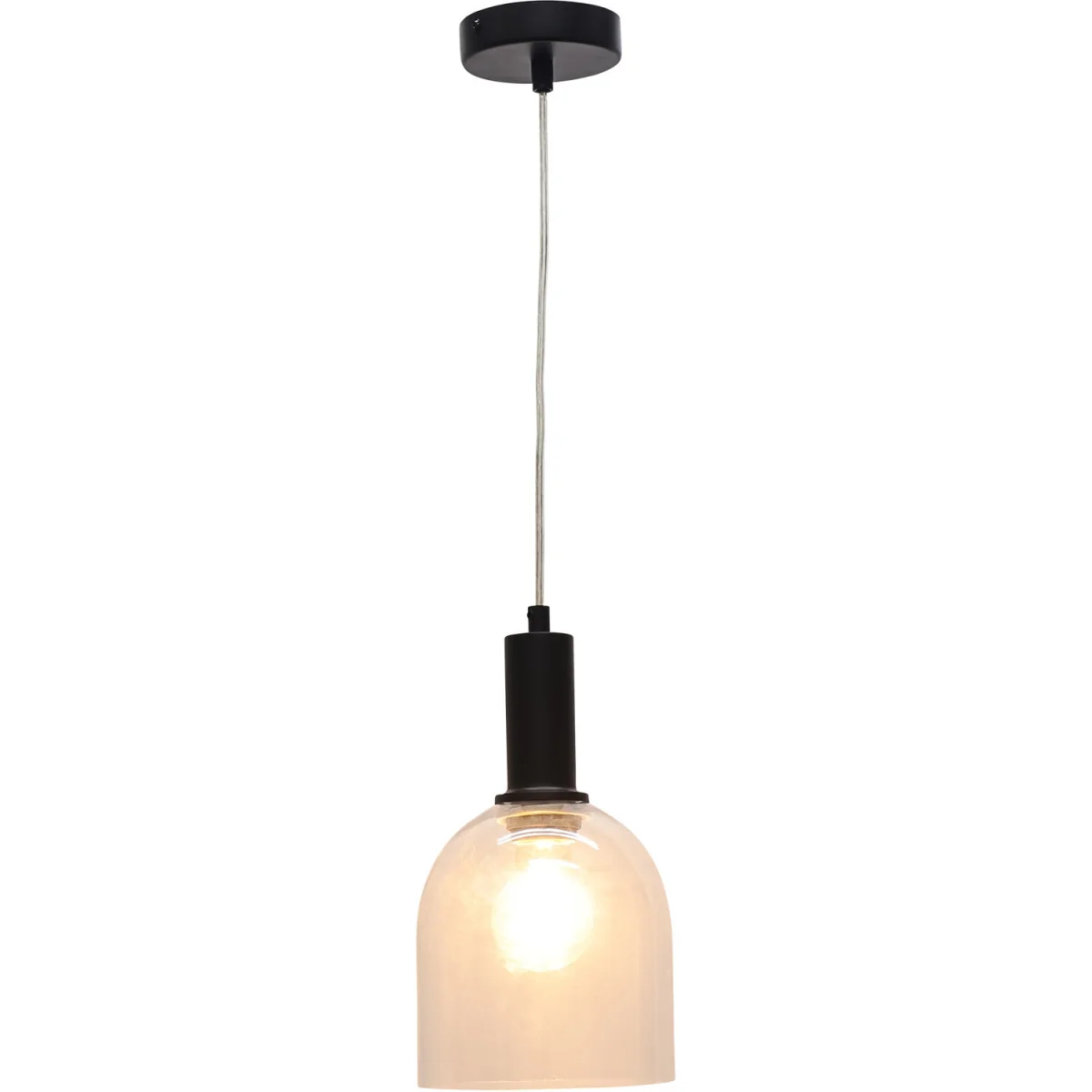 Belten Clear Glass Cloche Black Deco Pendant Fitting - Black & Clear – image 2