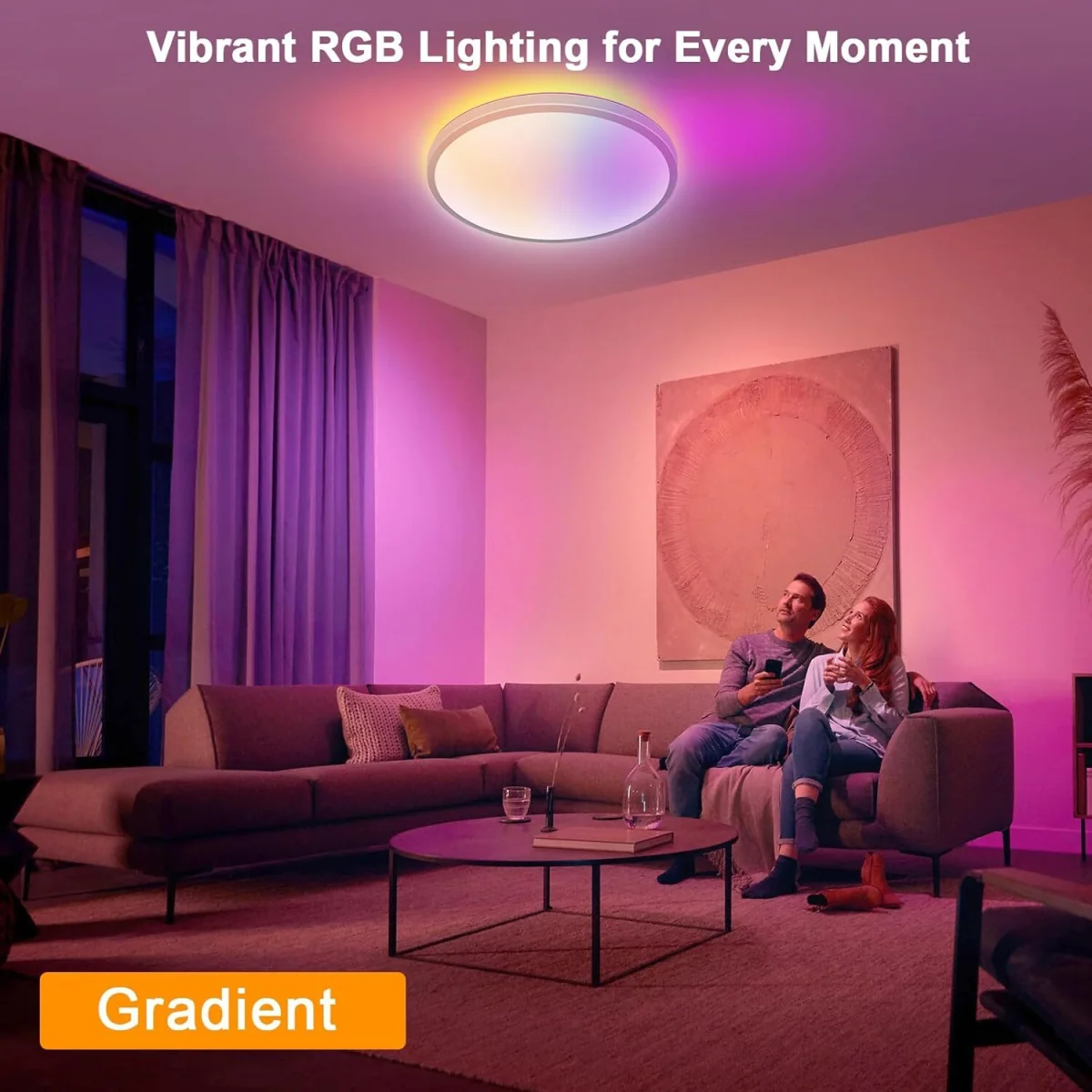 GOECO Round LED Ceiling Light RGB + 3 White Tones IP44 for Bathroom/Kitchen - White – image 4