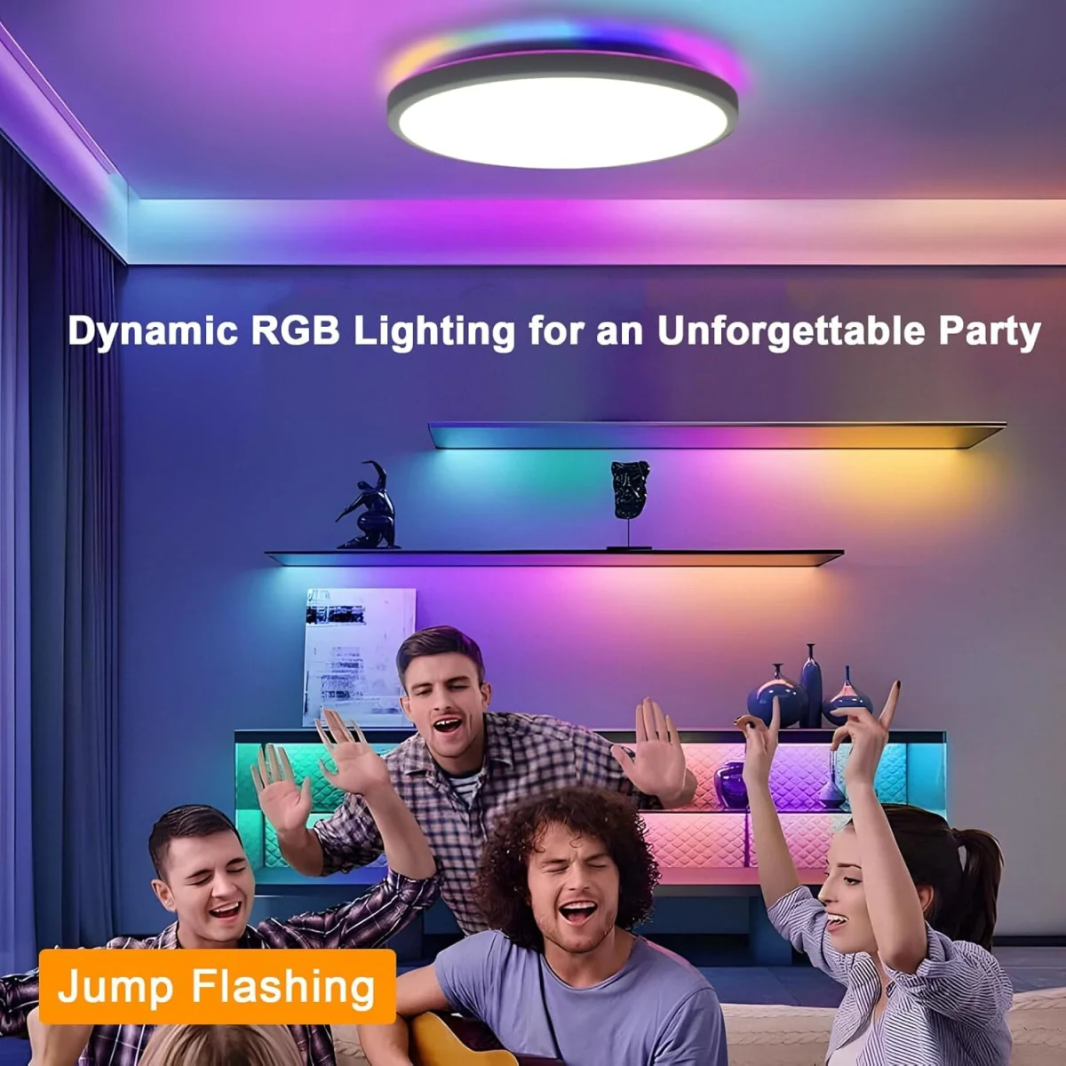 GOECO Round LED Ceiling Light RGB + 3 White Tones IP44 for Bathroom/Kitchen - White – image 5