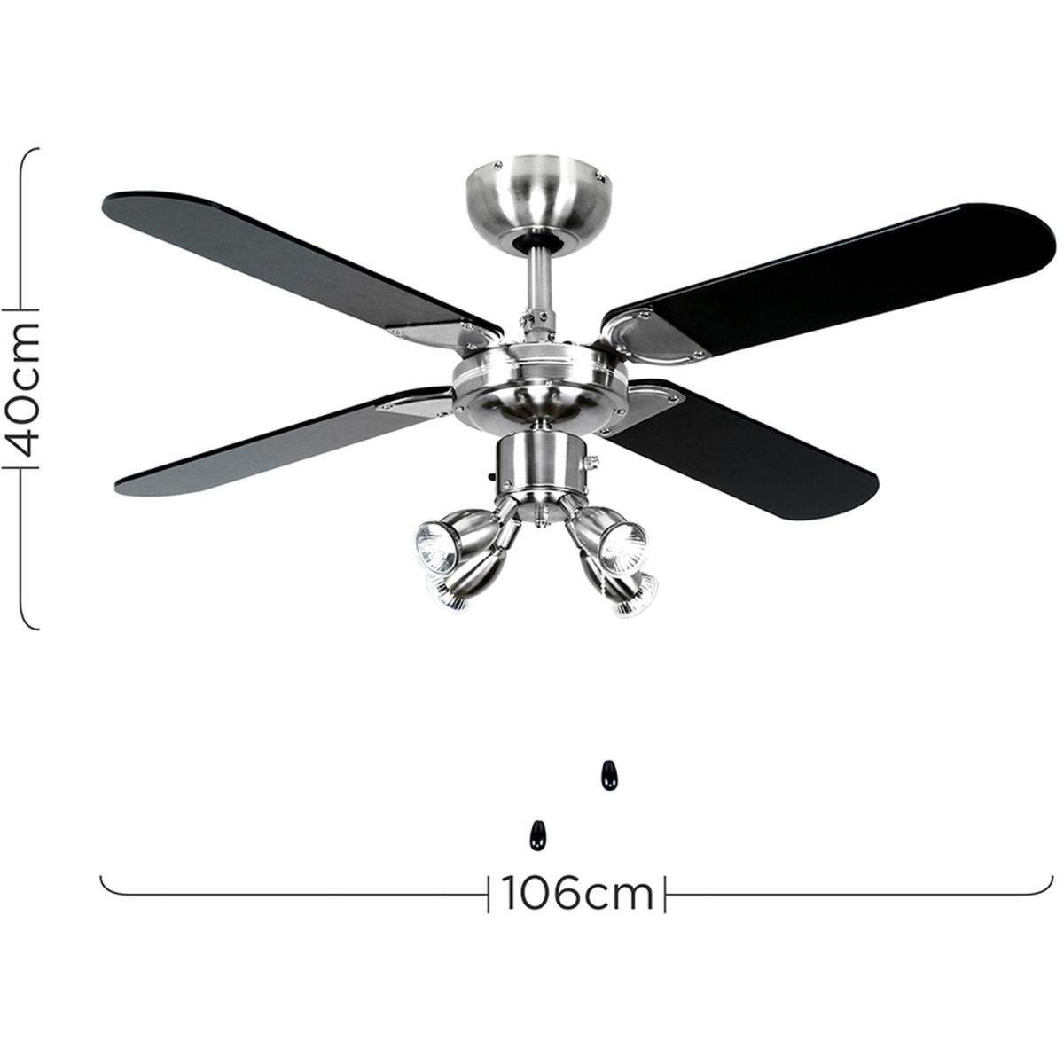 4 Way Silver Ceiling Fan Light - Silver – image 7