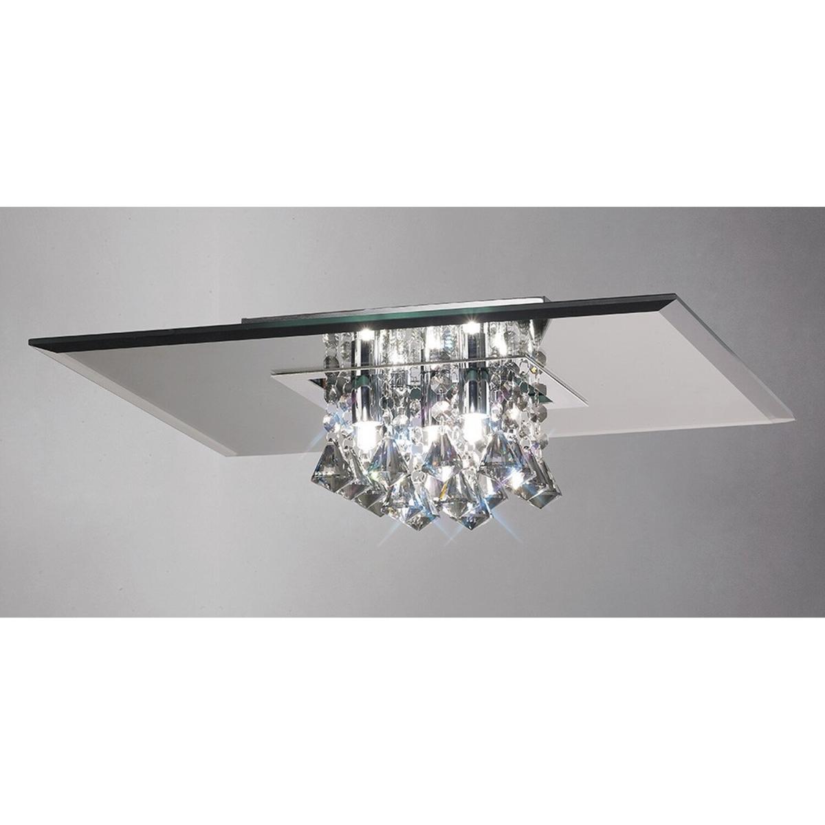 Theo Flush Ceiling, 400mm Square, G9 Chrome, Smoked Mirror, Smoked Crystal - Polished Chrome – image 2