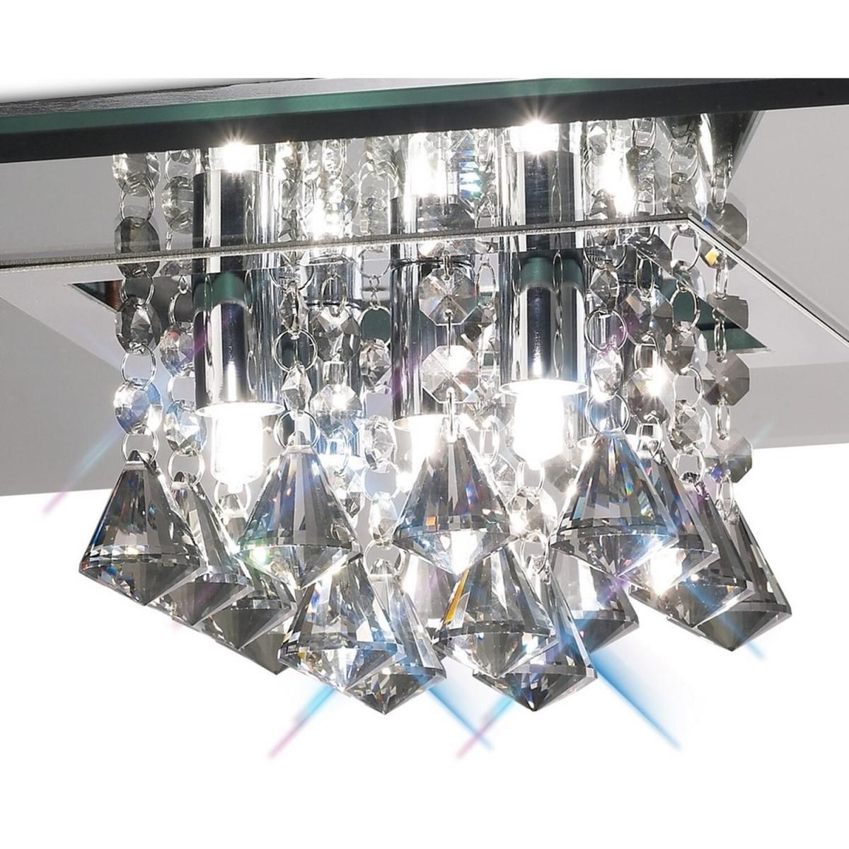Theo Flush Ceiling, 400mm Square, G9 Chrome, Smoked Mirror, Smoked Crystal - Polished Chrome – image 3