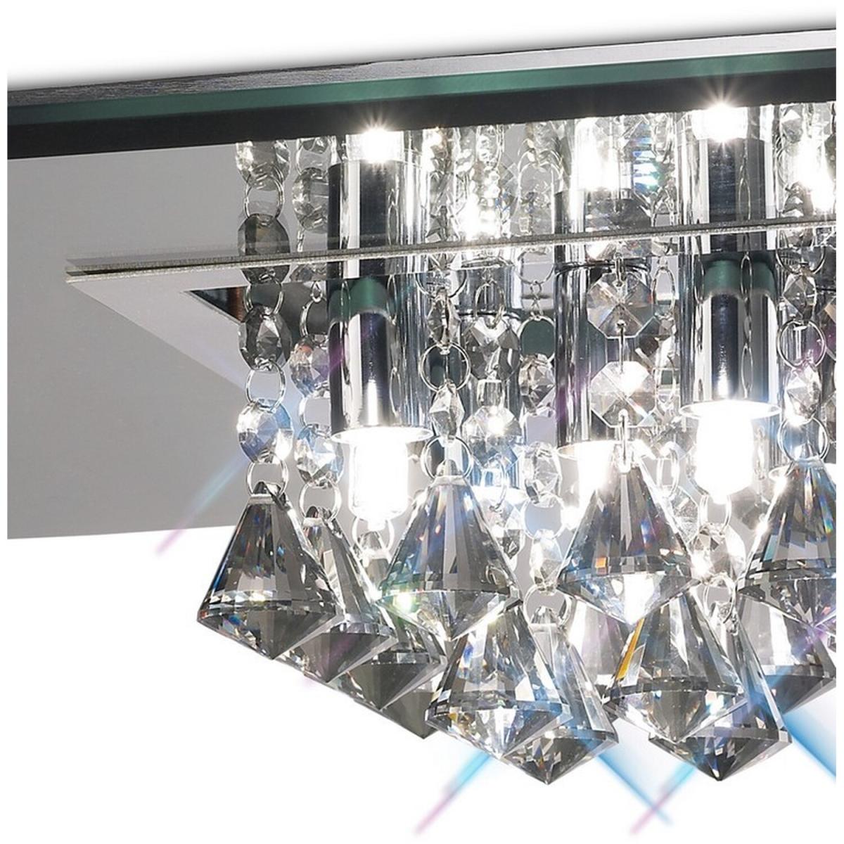 Theo Flush Ceiling, 400mm Square, G9 Chrome, Smoked Mirror, Smoked Crystal - Polished Chrome – image 4