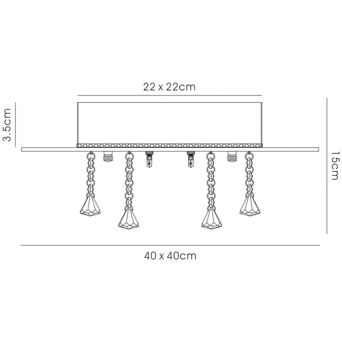 Theo Flush Ceiling, 400mm Square, G9 Chrome, Smoked Mirror, Smoked Crystal - Polished Chrome – image 5