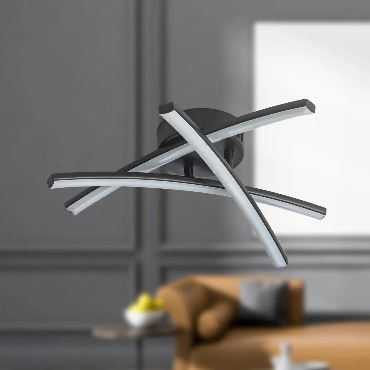 Yardley Flush Ceiling Light - Matt Black And Opal Pc – image 5