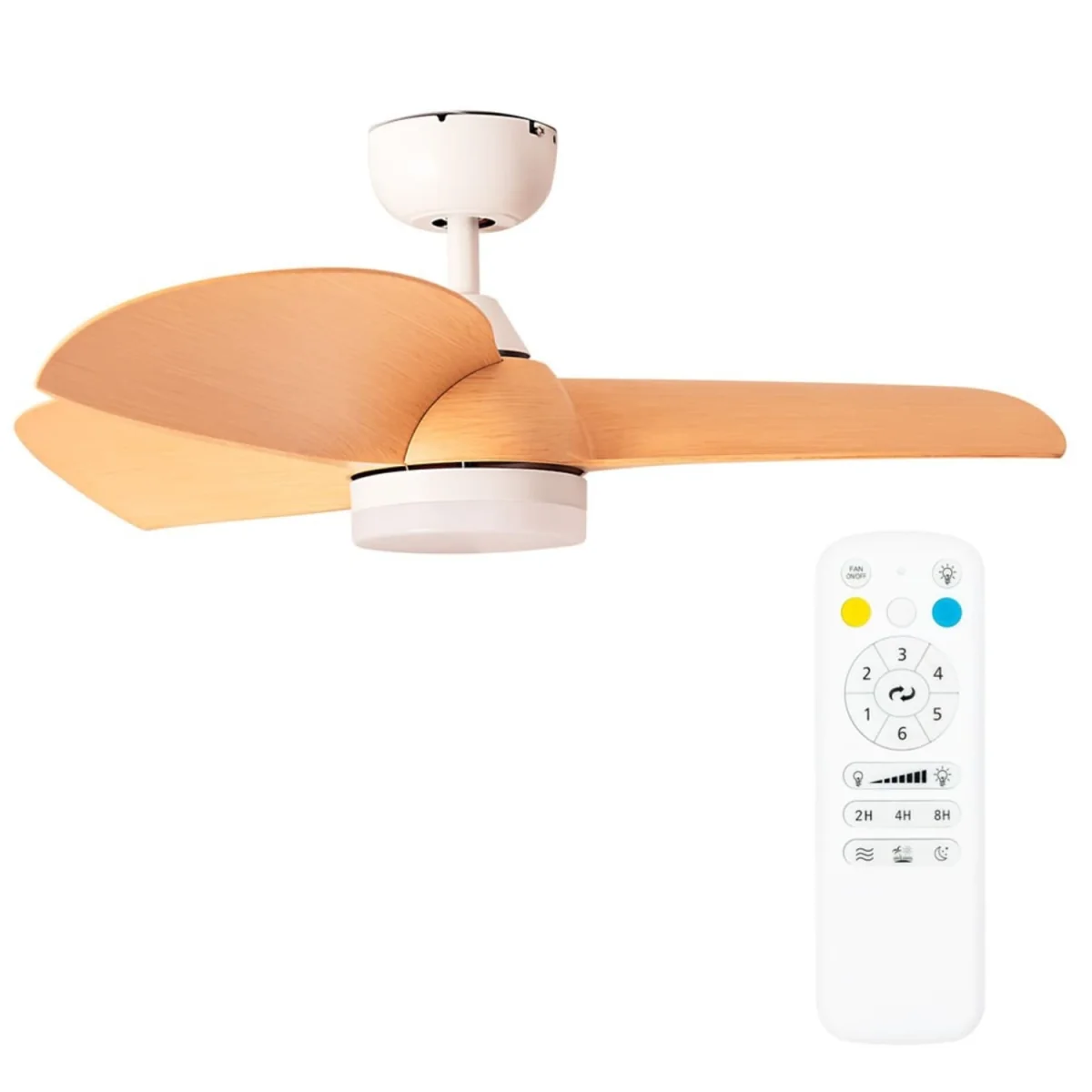 Matte Natural Wood 36" 3 Blade Ceiling Light Fan with Remote - Brown – image 2