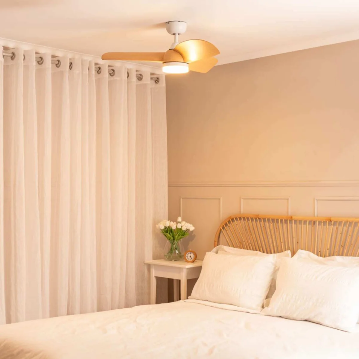 Matte Natural Wood 36" 3 Blade Ceiling Light Fan with Remote - Brown – image 1
