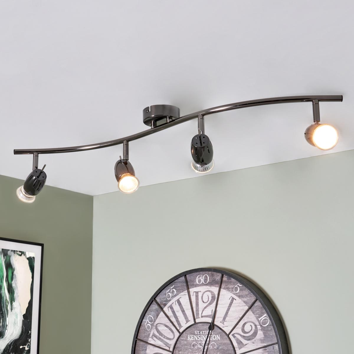 Frank 4 Light Adjustable Wavy Spotlight Bar - Satin Nickel – image 4