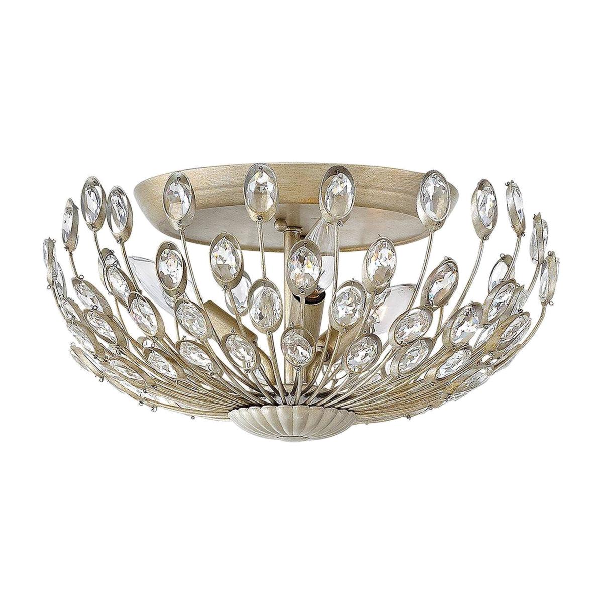 Tulah 3 Light Flush Mount Multi Arm Ceiling Light Silver, E14 - Silver