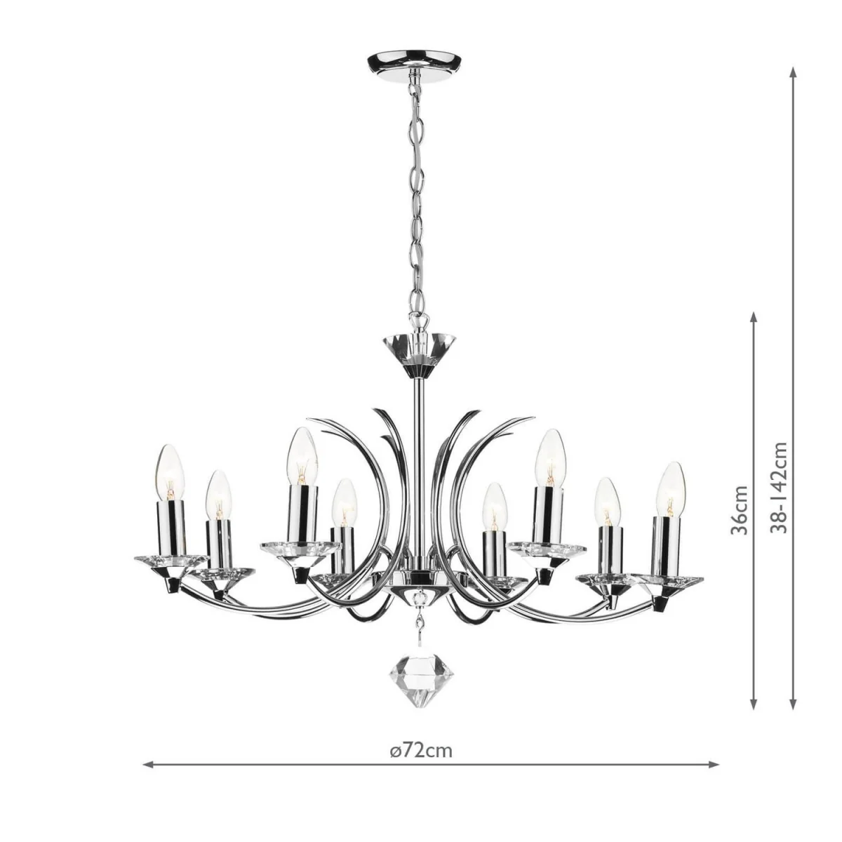 Medusa 8 Light Pendant K9 Crystal Chrome – image 2