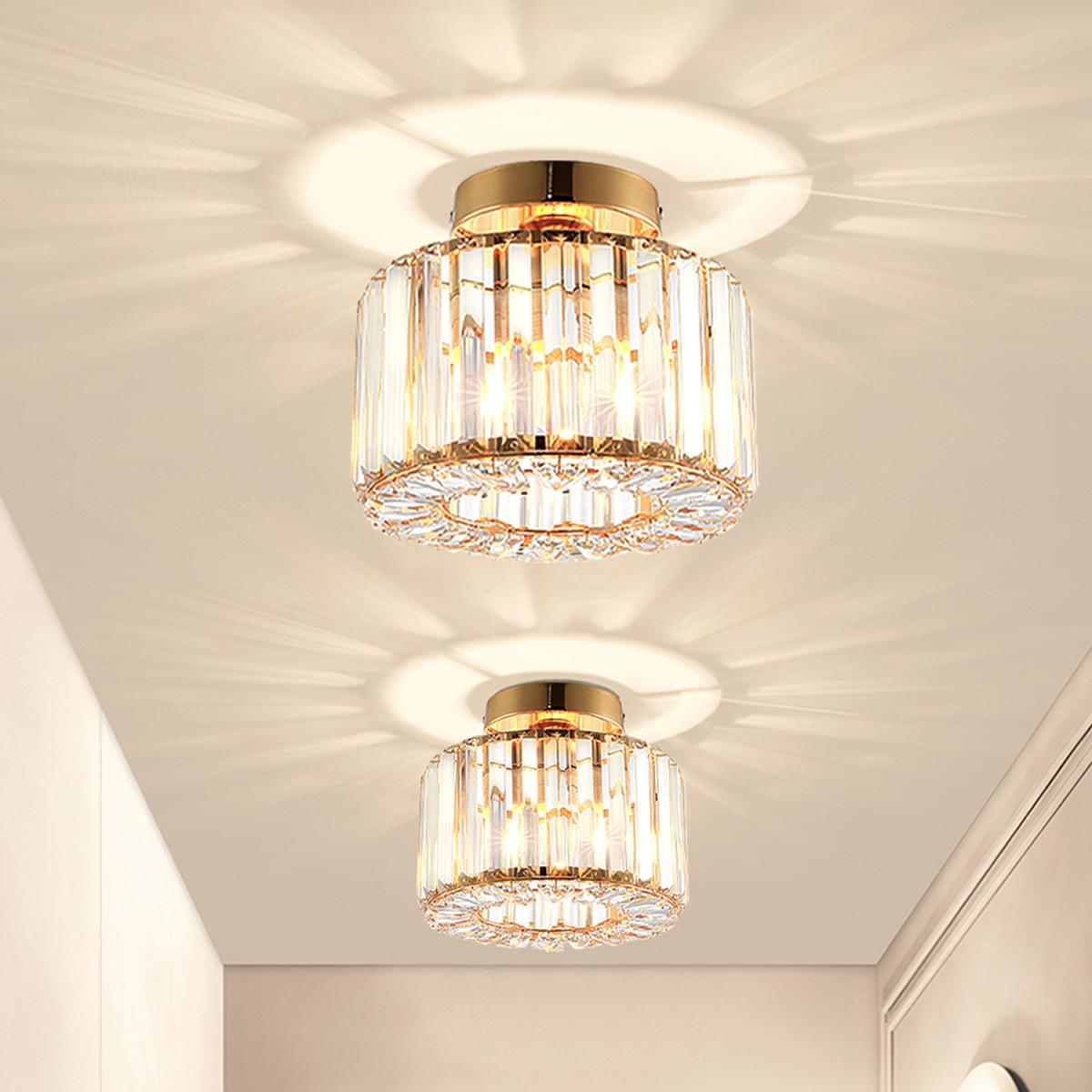 Crystal Lampshade Ceiling Light - Gold
