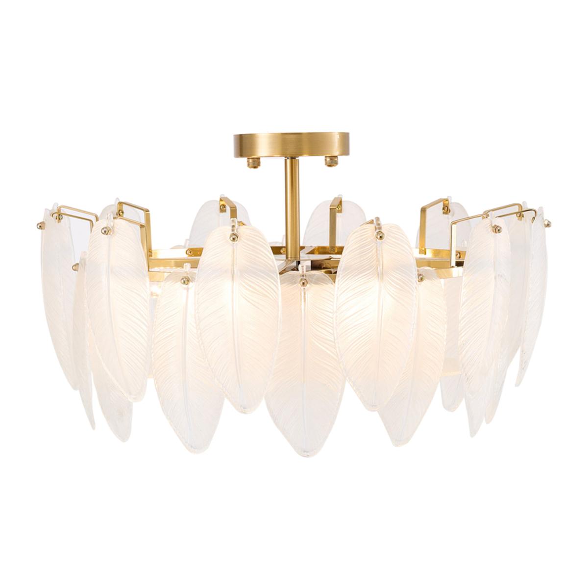 Livingandhome E14 Glass Lampshade Ceiling Light Fixture - Transparent