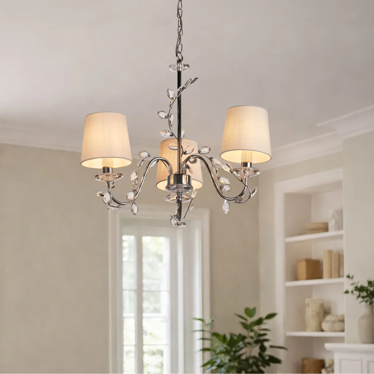Cassia 3 light Chrome & Glass Ceiling Pendant – image 1