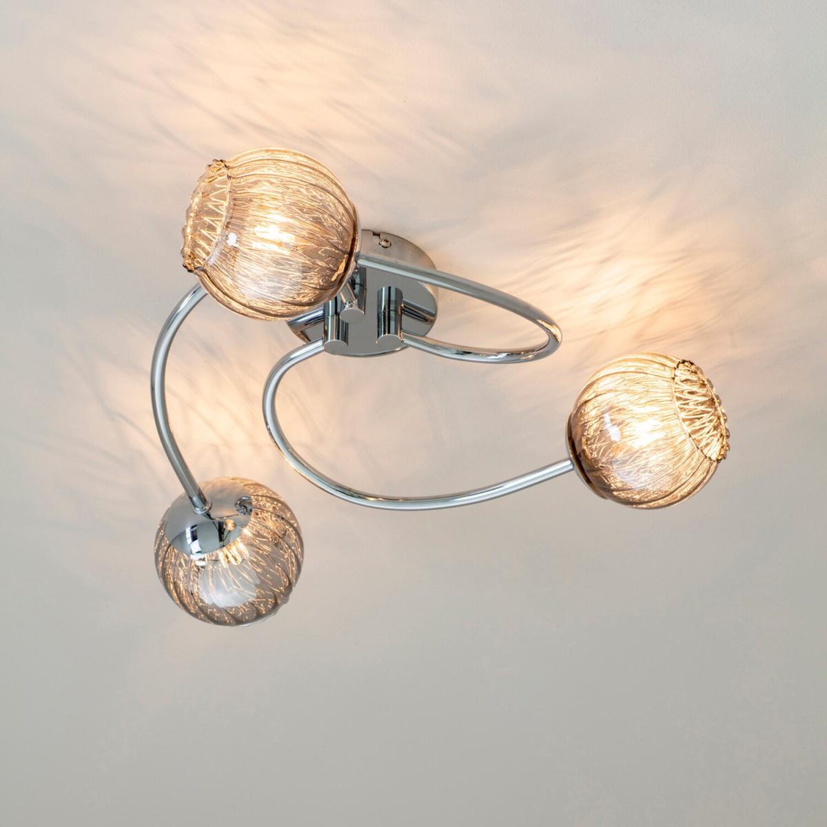 Aerith 3 Light Semi flush Chrome, Smokey Mirror Tinted Glass, G9 - Chrome Plate – image 2