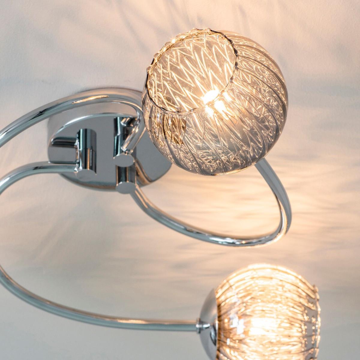 Aerith 3 Light Semi flush Chrome, Smokey Mirror Tinted Glass, G9 - Chrome Plate – image 3