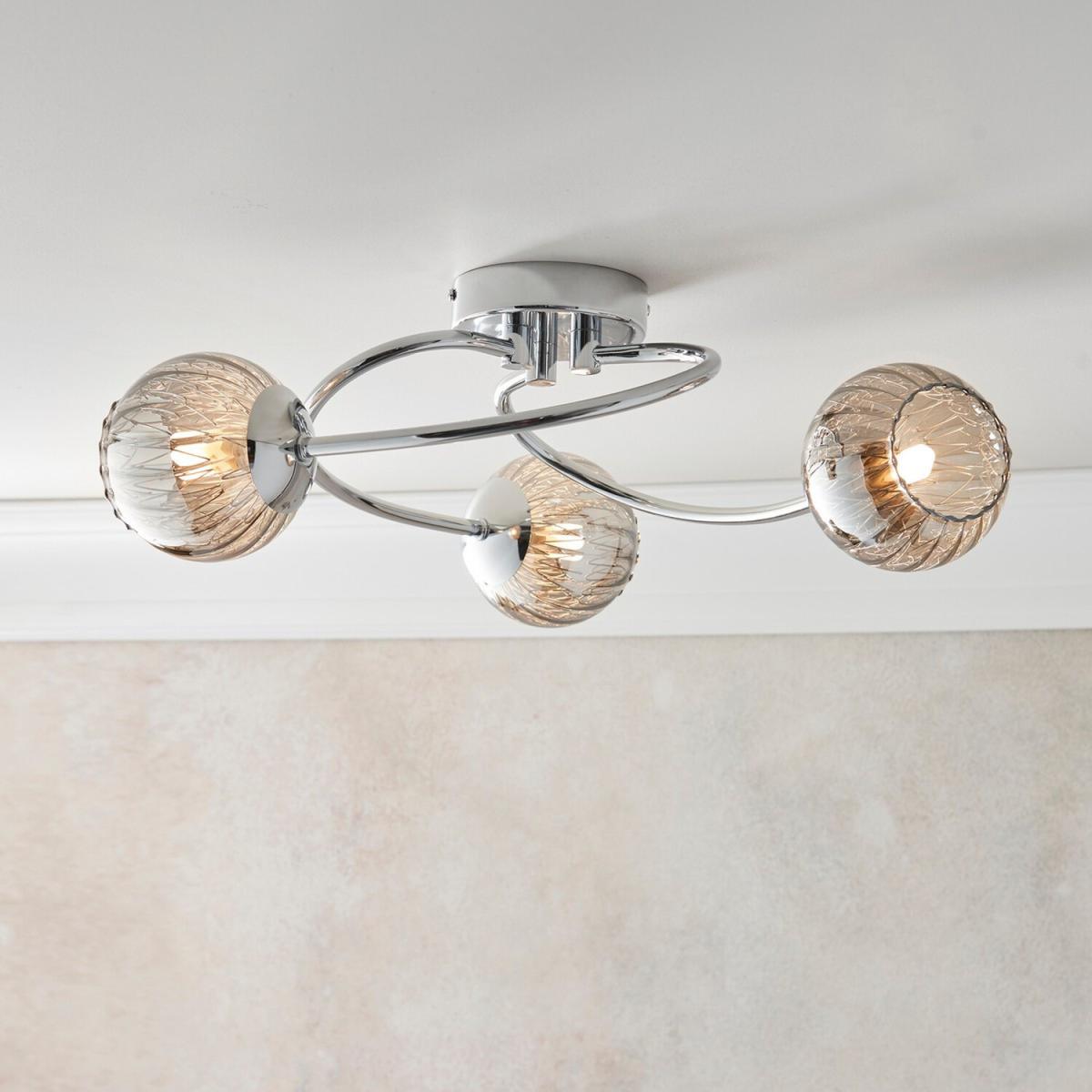 Aerith 3 Light Semi flush Chrome, Smokey Mirror Tinted Glass, G9 - Chrome Plate – image 5