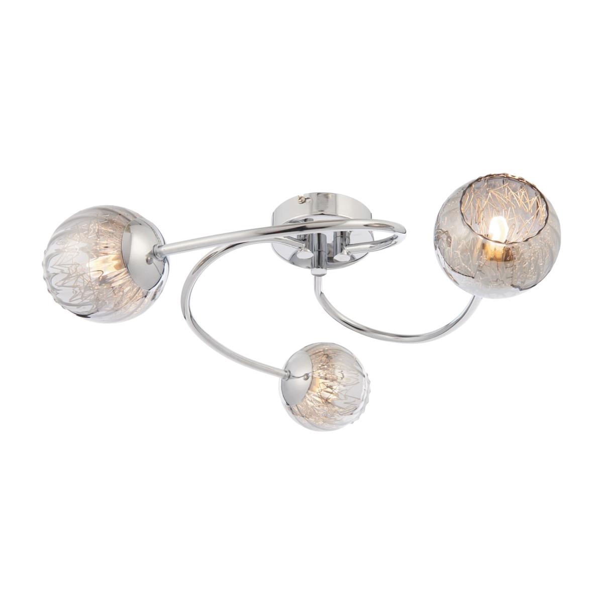 Aerith 3 Light Semi flush Chrome, Smokey Mirror Tinted Glass, G9 - Chrome Plate – image 1