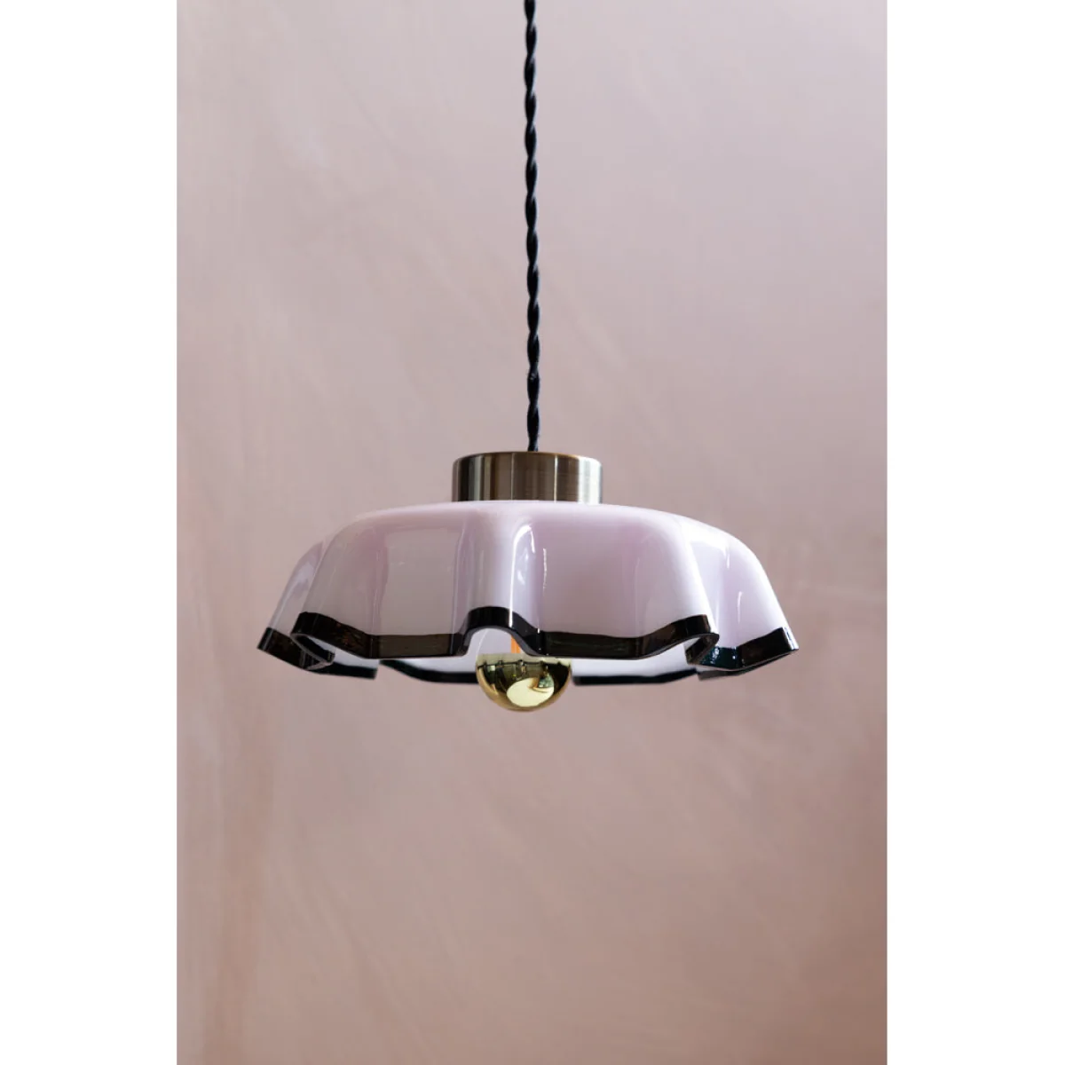 Pink Pleated Glass Easyfit Ceiling Light Shade – image 3