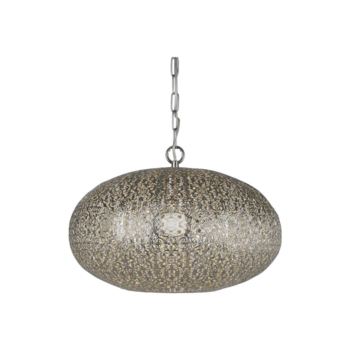 Fretwork 1 Light Pendant, Shiny Nickel - Chrome