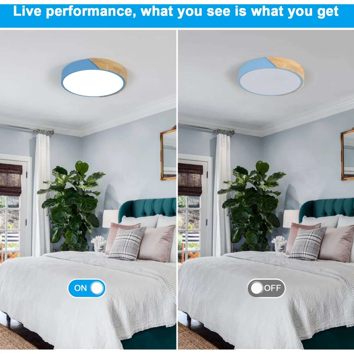 GOECO LED Ceiling Light Round, 24W, 6500K, 30cm, Round, Modern, Blue - Blue – image 3