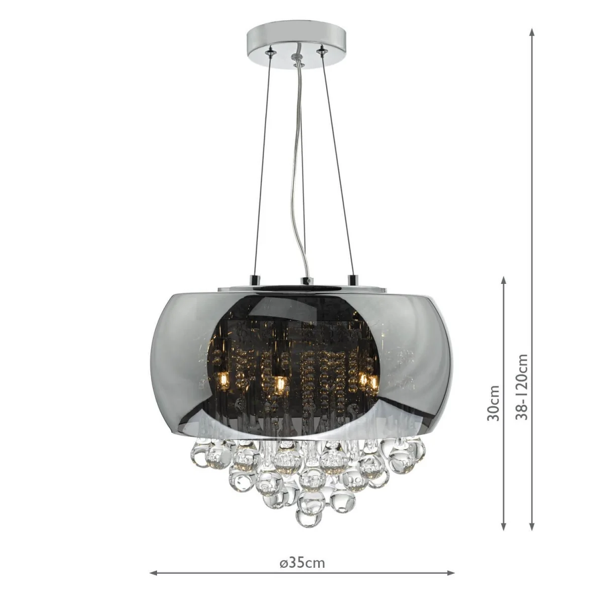 Giselle 5 Light Pendant Smoked Clear Glass – image 4