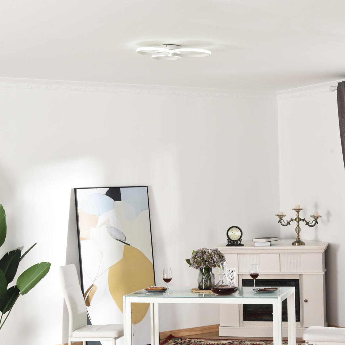 Three Circle LED Ceiling Modern Light with Metal Base - Silver, White – image 2