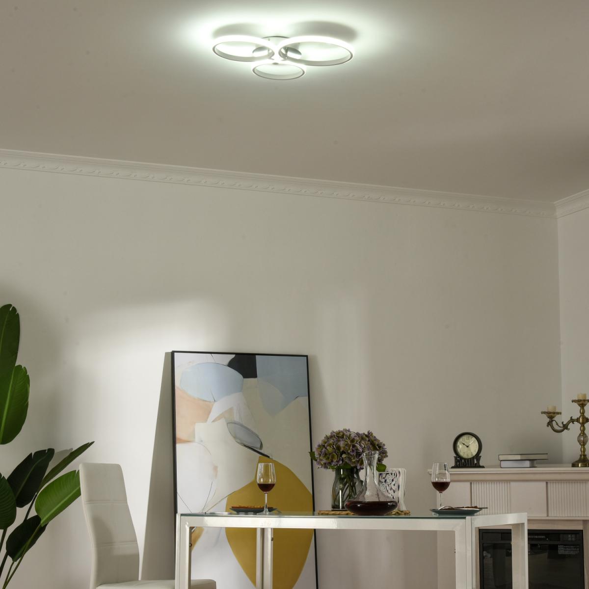 Three Circle LED Ceiling Modern Light with Metal Base - Silver, White – image 3