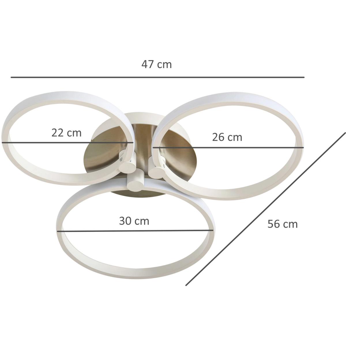 Three Circle LED Ceiling Modern Light with Metal Base - Silver, White – image 4